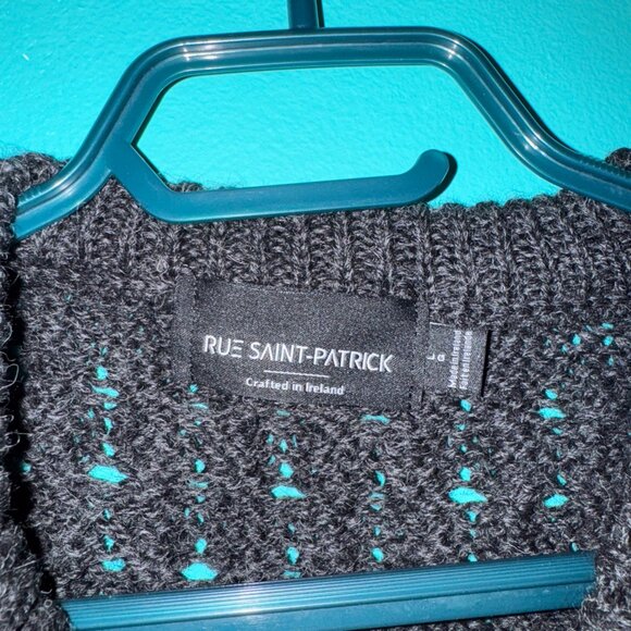 Grey Rue Saint-Patrick Wool Crew Neck Sweater, Size L - Picture 2 of 3